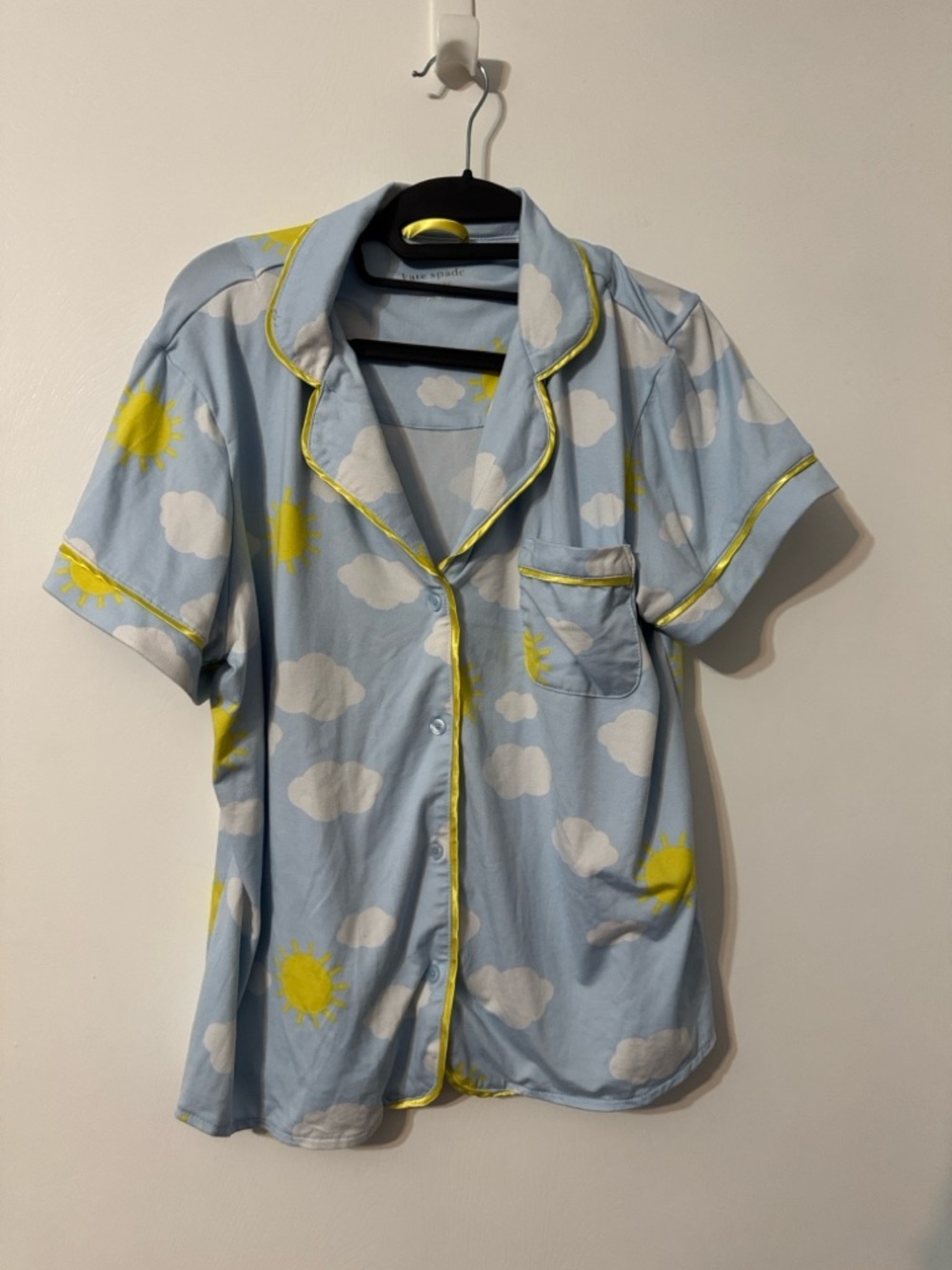 kate spade Light Blue Cloud & Yellow Sun Short Sleeve Pajama Top